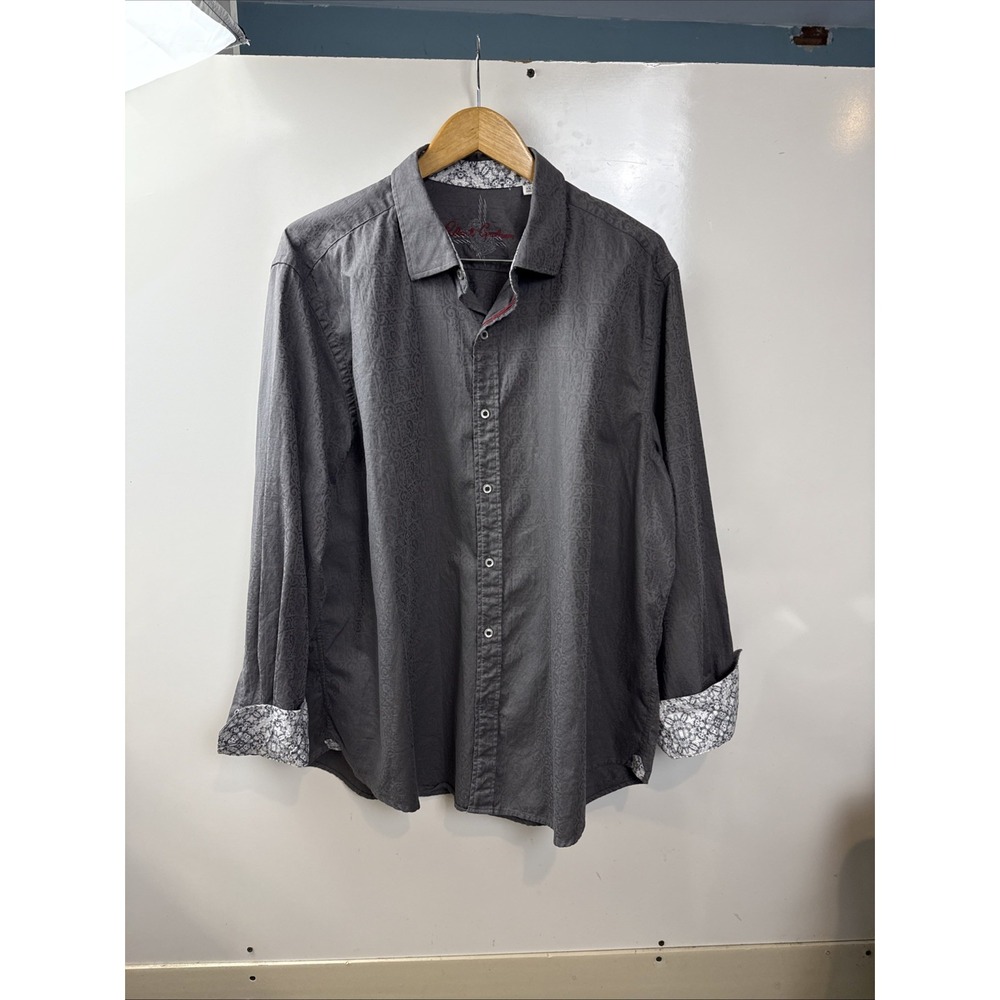 Robert Graham Mens Shirt 3XL Black Paisley Jacquard Long Sleeve